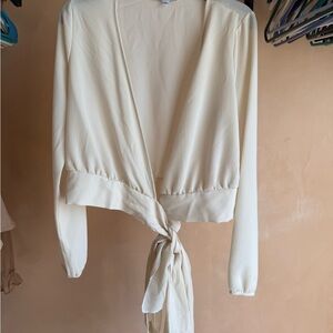 Cream Tie-Front Cardigan